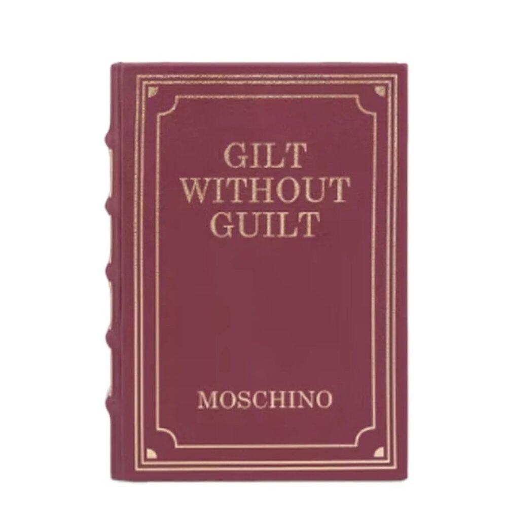 AW22 Moschino Couture Jeremy Scott Bookshaped Guilt W/O Guilt Leather Clutch